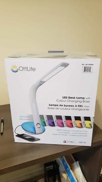 Led desk lamp. Colour changing base., View more
