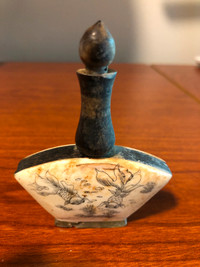 Antique Chinese Snuff Bottle with Koi Fish and Birds