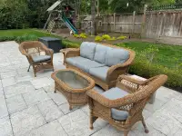 Wire Wicker Patio set used with new cushions 