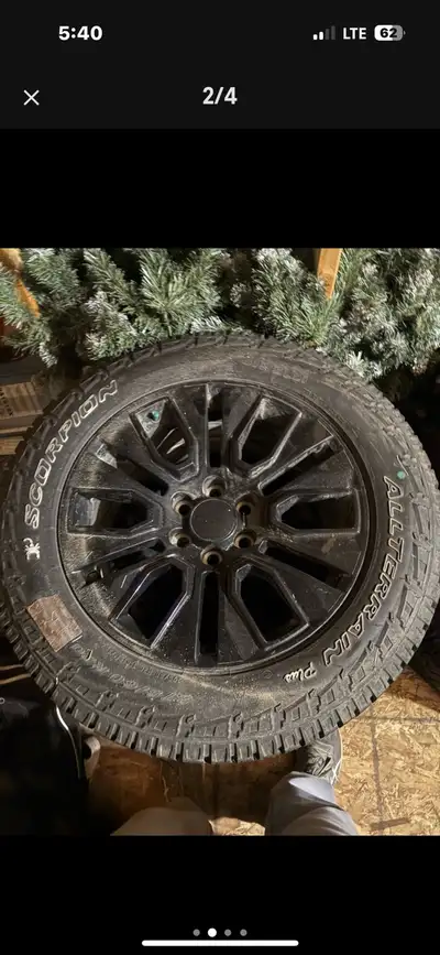 275/60/R20 Pirelli Scorpion Allterrain Plus Tires. Replica Rims. Black. Came off 2019 Dodge Ram truc...
