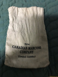 VINTAGE CANADIAN MARCONI COMPANY CLOTH MONEY BAG
