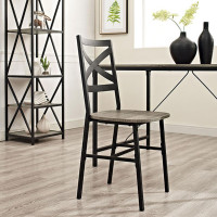 Walker Edison X Back Dining Chairs, Set of 2, Driftwood