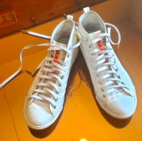 Prada women’s white leather high top keds size 8