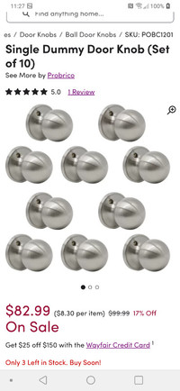 Probrico dummy door knobs. 10 pack. New in box never used.