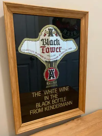 Vintage Black Tower White Wine mirror bar sign, View more