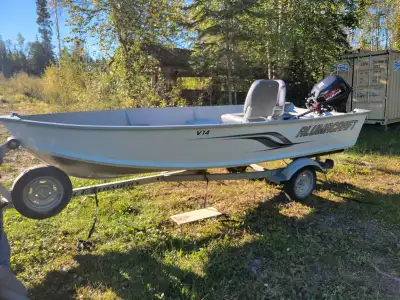 2012 Alumacraft V14, 20" transom Deep V very sturdy on the water. Comes with Garmin striker 4 fish f...