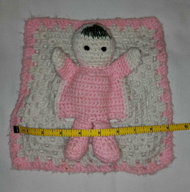 Baby Doll Hand Puppet Security Blanket Lovey Toy Pink & White in Toys & Games in Truro