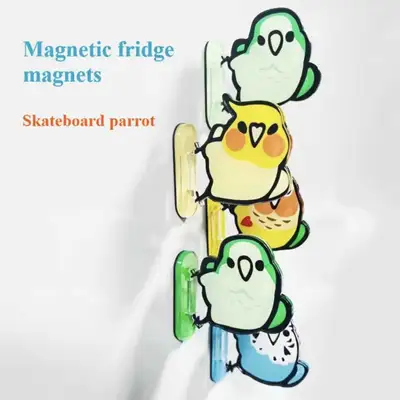 Cute Skateboard Parrot Fridge Magnets Set of 5 New, never been used Set of 5, selling the whole Set...