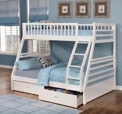 Premium White Wooden Bunk Bed Frame for Kids | Delivery Avai, View more