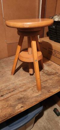 Wooden swivel adjustable height stool