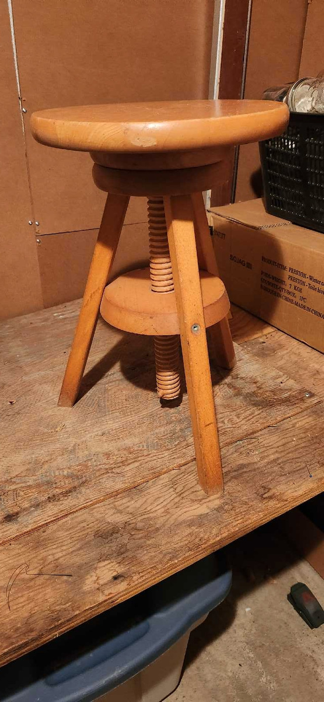 Wooden swivel adjustable height stool in Chairs & Recliners in Peterborough