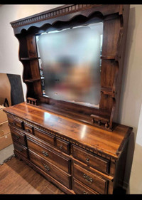 Solid wood Vintage Bedroom  dresser, hutch and night stand