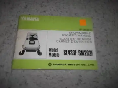 For Sale: Original Owner's Manual for a 1974 Yamaha Snowmobile Models SL433F/SM292F. This manual is...