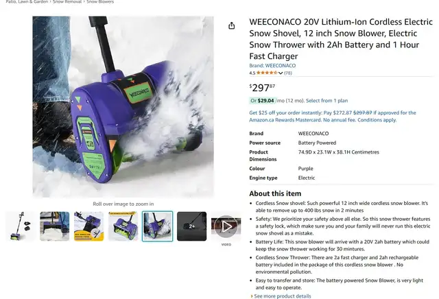 Brand New Cordless Electric Snow Shovel For Sale in Snowblowers in London - Image 7