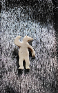 Ivory Dancing polar bear pendant and hand-crafted kamik earring