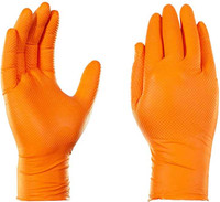 8 Mil Diamond Textured Orange Nitrile  Gloves - Free Delivery