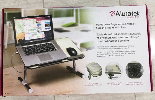 Brand new Aluratek Adjustable Laptop Cooling Table with Fan in Laptop Accessories in City of Toronto