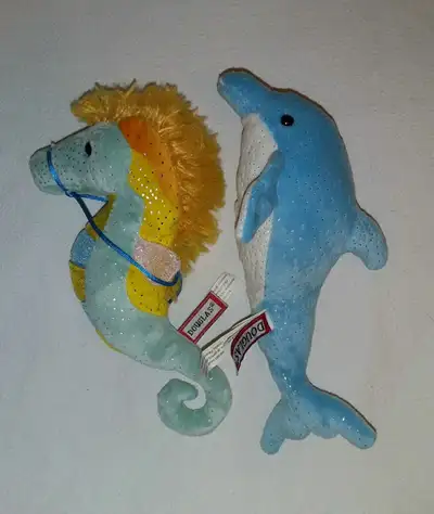 Douglas Cuddle Toy Ocean Plush ×2, Dolphin & Seahorse 8", View more