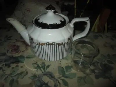 Grace's Teaware Teapot & Glass Infuser New Never Used Has a rubber spout cover
