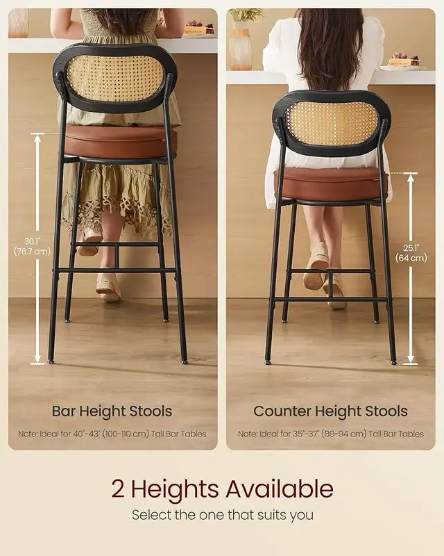 Counter Height Bar Stool with PE Rattan Back, Synthetic Leather  in Chairs & Recliners in Markham / York Region - Image 4