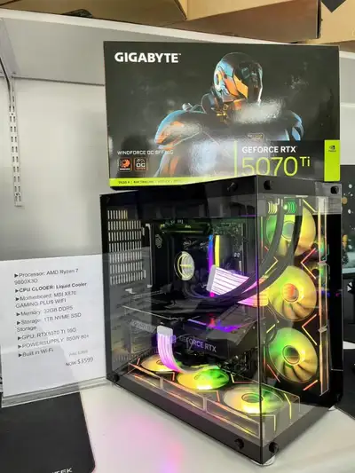 SEAVIEW CASE **9800X3D** +5070 TI 32G 1TB SSD RGB CHANGABLE, View more
