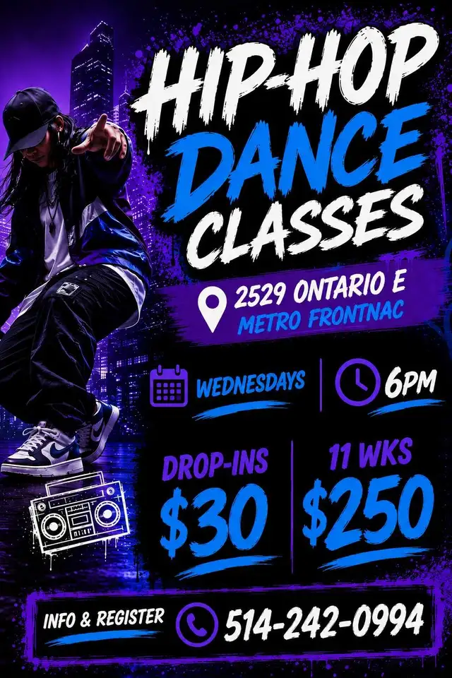 Hip-Hop Dance classes /Cours de Danse Hip-Hop