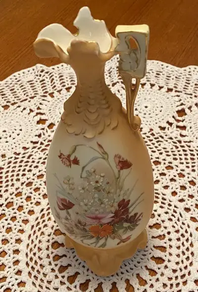Antique Robert Hanke RH Austria Handpainted Blush Vase 9.5" Tall, View more