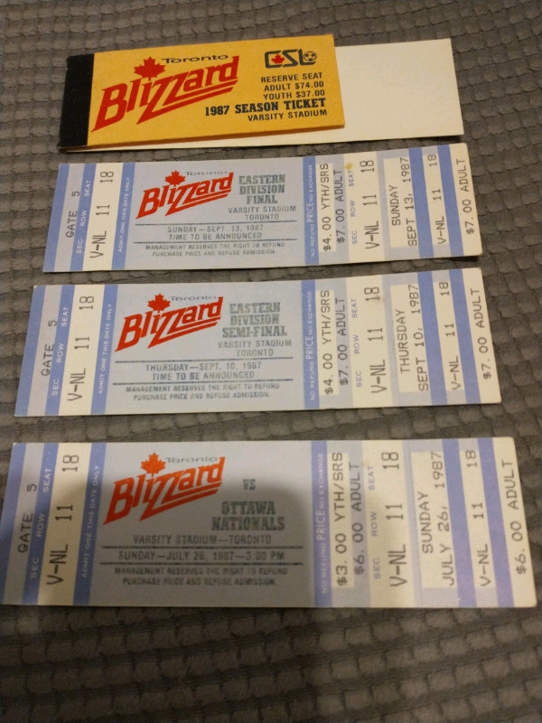 1987 Toronto Blizzard CSL unused game tickets (3) in Arts & Collectibles in City of Toronto