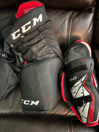 Ccm jr small hockey pants and Bauer shin pads