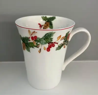 CLEARANCE - 4 MIKASA Bone China Coffee Mugs - WINTER FOLIAGE, View more
