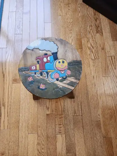 Vintage hand painted wood Thomas the train step stool. 12" Circumference, 10.5 " high, 9" wide. Exce...