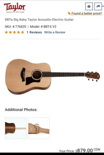BBTe Big Baby Taylor Acoustic-Electric Guitar, View more