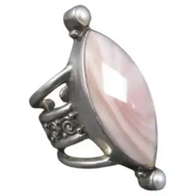 Pink Mother Of Pearl  Sterling Ring With Pearl Accents, View more