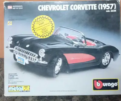 Burago 1957 Corvette Die-Cast Metal Kit 1:24 Scale METAL KIT WITH PLASTIC PARTS! Snap together const...