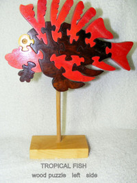Solid wood, tropical fish jigsaw puzzle, 3D assembly 2x the fun