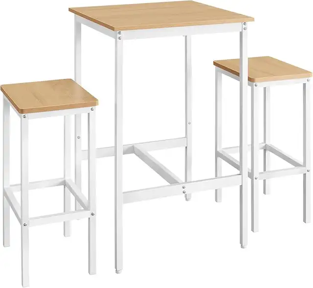 Bar Table and Chairs Set, Square Table With 2 Stools, Dining Pub in Dining Tables & Sets in Markham / York Region - Image 9