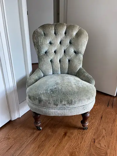 Antique Tufted Accent Slipper Nursing Chair, View more