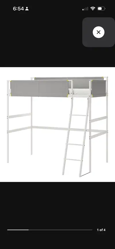 IKEA VITVAL Loft bed frame, white/light gray, Twin, View more