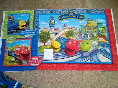 Quilt Panel and Matching Fabric CHUGGINGTON SCENIC TRAIN, View more