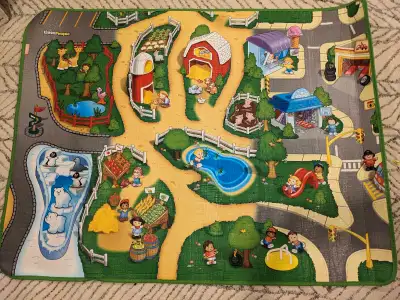 Fisher Price Little People play mat includes zoo, farm, farmers market and town scenes. Can be wiped...