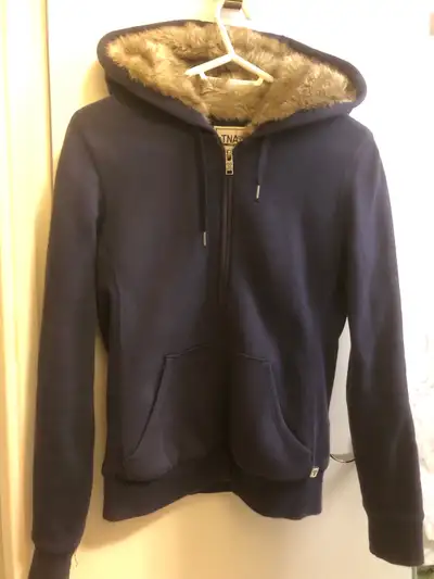 Tan jacket with faux fur Medium Great condition