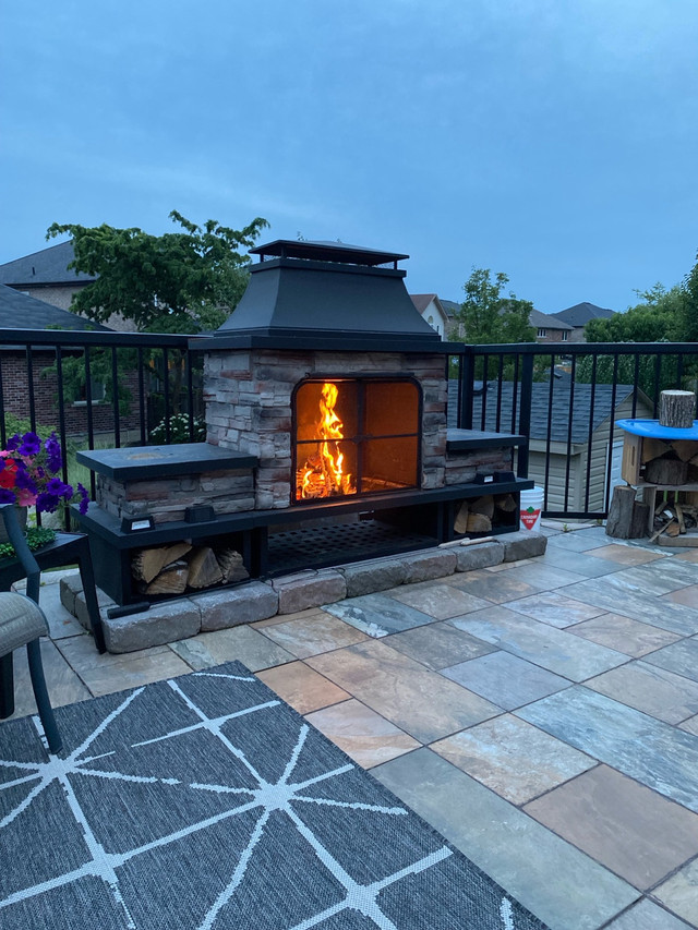 Outdoor wood burning stone fireplace  in Fireplace & Firewood in Hamilton - Image 2