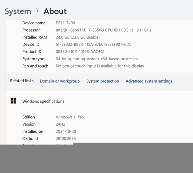 Dell Latitude 7490, 24GB/256GB Win 11 P + Office 2024 w/Dock Laptops