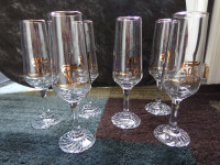 RARE 6 1988 Olympics Champagne Flutes - 14 karate gold rims