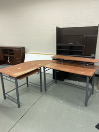 English chestnut corner computer desk - 3 piece