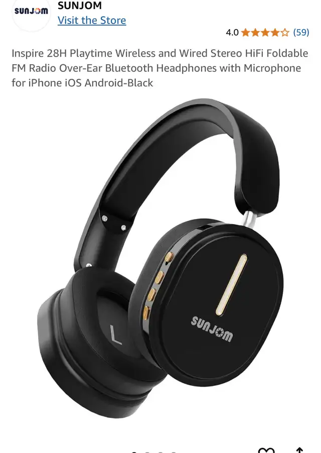 Sunjom Inspire 28H Playtime Wireless and Wired Stereo Headphones in General Electronics in Markham / York Region - Image 6