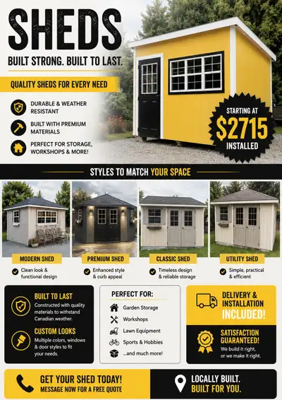  Affordable Custom Sheds – Built Locally, Starting at $2715, View more