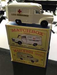 Vintage 1960s Lesney Matchbox 14C Lomas ambulance with REPRO box