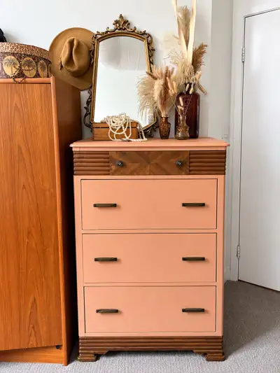 Vintage Art Deco Tallboy Dresser, View more
