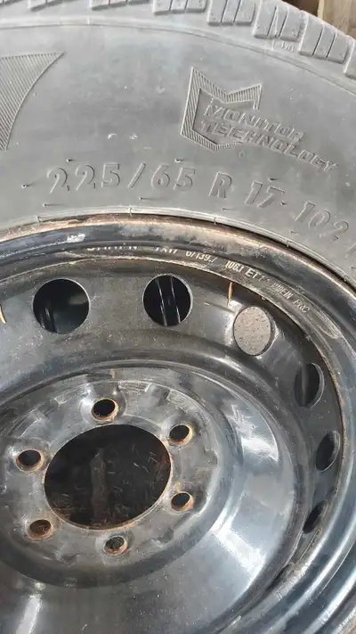 two good tires 225x65x17 4 tims 17 inch 6 bolt not for minivans